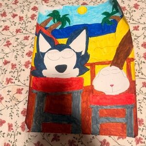 Vibrant Beach Scene Animal Illustration